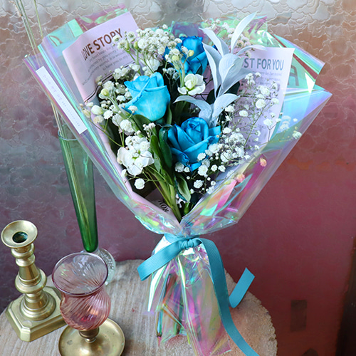 블루 장미 꽃다발 생화택배 당일발송